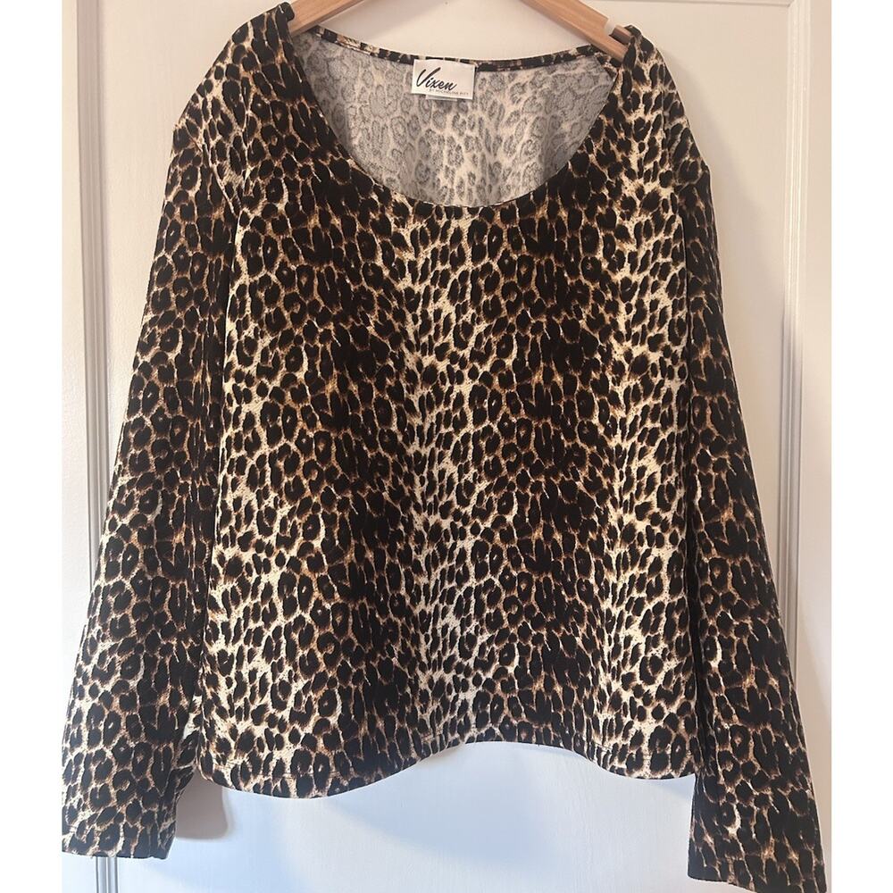 Vixen by Micheline Pitt Wild Ways Women’s Top Size 2XL Pinup Leopard Plus Size